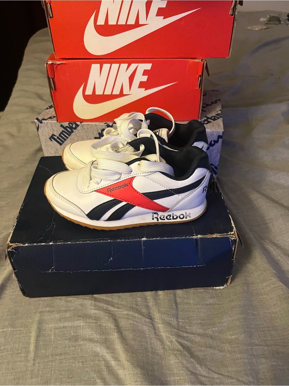 Reebok Kids White, Red & Black Retro Runner Sneakers